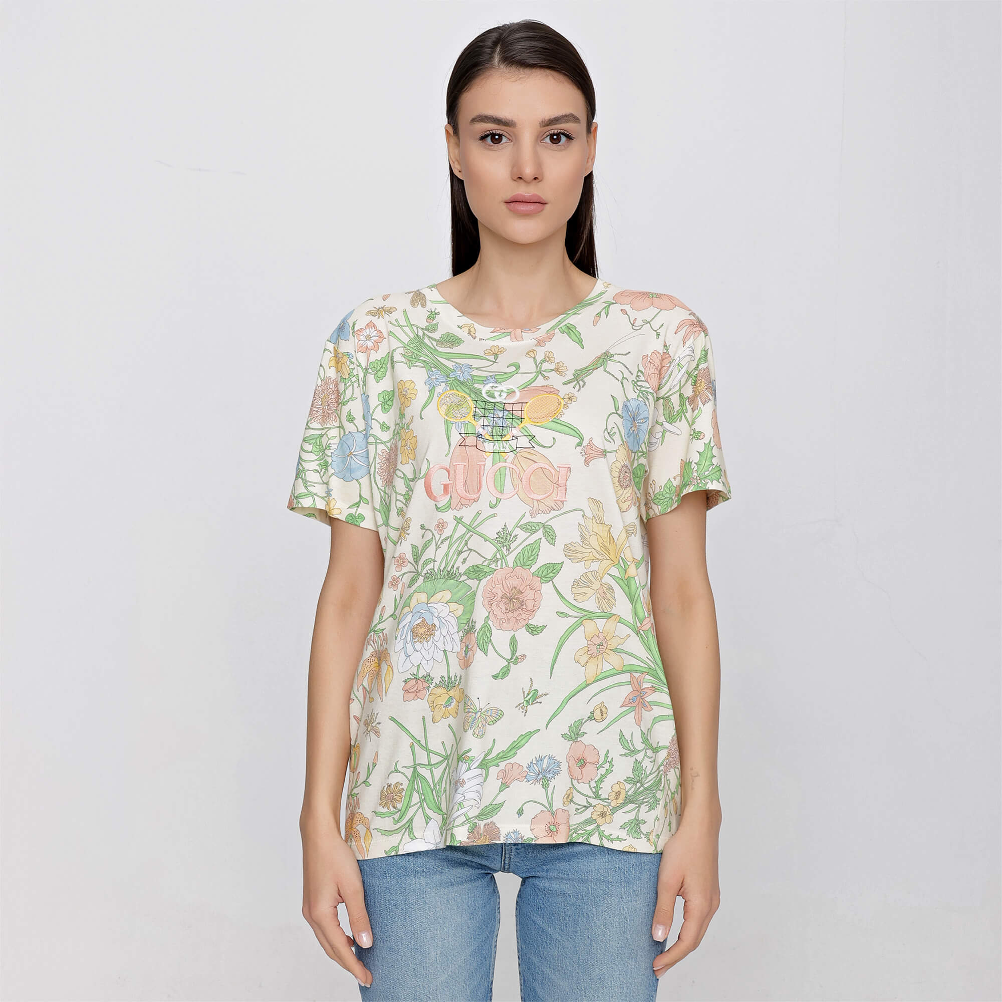 Gucci - White Tennis Embroidered Floral Printed Tshirt